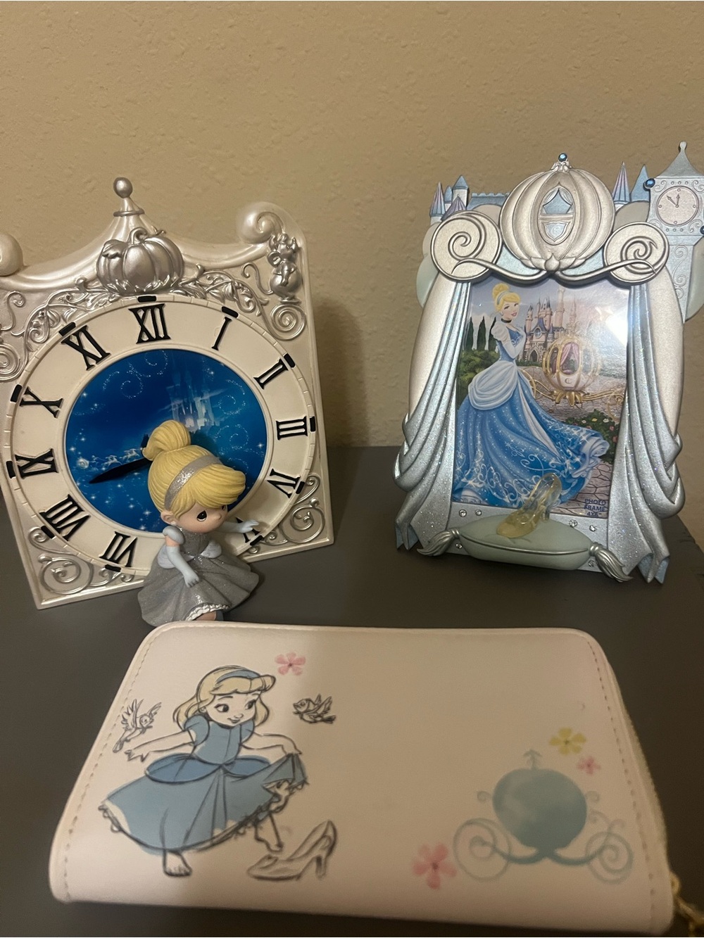 3 Piece Disney Disney Cinderella Silver and Blue Frame &Clock Set